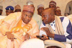 Pix: Governor Muhammadu Inuwa Yahaya of Gombe state with the Chairman of Christian Association of Nigeria, CAN, Gombe state, Rev. Ibrahim Joda during a traditional Christmas/ New Year homage on the Governor at the Government House, Gombe
