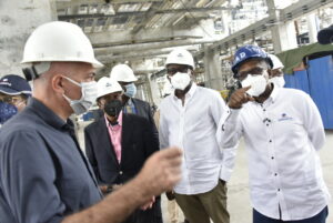 L-R, Chief Operations Officer, Dangote Oil Refinery Company, Giuseppe Surace, Central Bank Governor, Godwin Emefiele,  Chairman Geregu Power Plc, Femi Otedola ,  President // Chief Executive Dangote Industries Limited, Aliko Dangote, During the Central Bank Governor  Visit Dangote Petroleum Refinery, Petrochemical Complex, Fertilizer Plant & Subsea Gas Pipeline Projects, Lekki Lagos on Saturday 27th February 2021