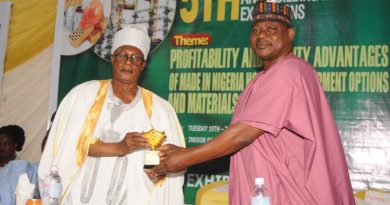 His Royal Highness (Alhaji) Musa Achuja, The Ohi of Eganyi and Chairman, Traditional Council, Ajaokuta LGA, Kogi State, and General Manager Social Performance/ Special Duties Ademola Adeyemi, Dangote Cement Plc, Obajana