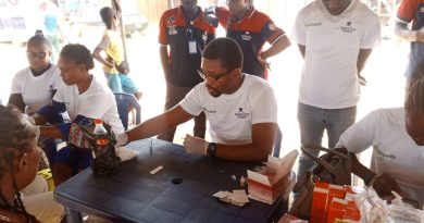 Dr Iroro Yarhere , Managing Director, NiGrowth consults and services administering the Dangote Cement Malaria outreach in Edo state ...Thursday