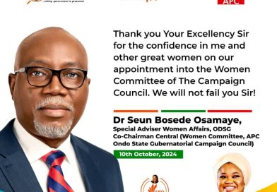 Ondo 2024: Osamaye Hails Aiyedatiwa For Appointing Herself, Other Women Into Campaign Council